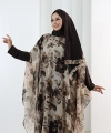 Desenli Şallı Elbise 6076 Taş