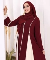 Dubai Biyeli Fermuarlı Ferace 7050 Mürdüm