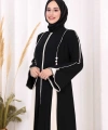 Dubai Biyeli Fermuarlı Ferace 7050 Siyah
