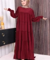 Dubai Katlı Salaş Elbise 6023 Bordo
