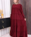 Dubai Katlı Salaş Elbise 6023 Bordo