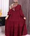 Dubai Katlı Salaş Elbise 6023 Bordo
