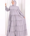 Dubai Katlı Salaş Elbise 6023 Gri