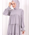 Dubai Katlı Salaş Elbise 6023 Gri