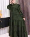 Dubai Katlı Salaş Elbise 6023 Haki