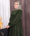 Dubai Katlı Salaş Elbise 6023 Haki