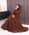 Dubai Katlı Salaş Elbise 6023 Kahverengi