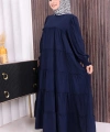 Dubai Katlı Salaş Elbise 6023 Lacivert