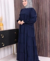 Dubai Katlı Salaş Elbise 6023 Lacivert