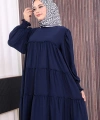 Dubai Katlı Salaş Elbise 6023 Lacivert