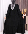 Dubai Katlı Salaş Elbise 6023 Siyah