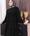 Dubai Katlı Salaş Elbise 6023 Siyah