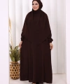 Dubai Sufleli Elbise Takım 6044 Kahverengi
