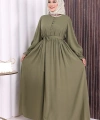 Düğme Detay Elbise 6055 Haki