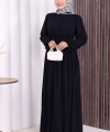 Düğme Detay Elbise 6055 Lacivert