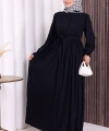 Düğme Detay Elbise 6055 Lacivert