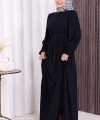 Düğme Detay Elbise 6055 Lacivert