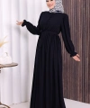 Düğme Detay Elbise 6055 Lacivert