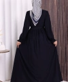 Düğme Detay Elbise 6055 Lacivert