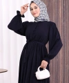 Düğme Detay Elbise 6055 Lacivert