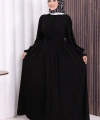 Düğme Detay Elbise 6055 Siyah