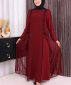 Düğme Detaylı Elbise 3919 Bordo