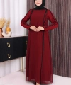 Düğme Detaylı Elbise 3919 Bordo
