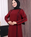 Düğme Detaylı Elbise 3919 Bordo