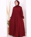 Düğme Detaylı Elbise 6028 Bordo
