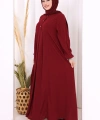 Düğme Detaylı Elbise 6028 Bordo