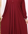 Düğme Detaylı Elbise 6028 Bordo