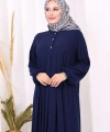 Düğme Detaylı Elbise 6028 Lacivert