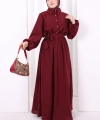 Düğme Detaylı Elbise 6097 Bordo