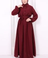 Düğme Detaylı Elbise 6097 Bordo