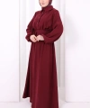 Düğme Detaylı Elbise 6097 Bordo