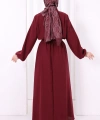 Düğme Detaylı Elbise 6097 Bordo