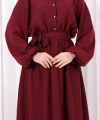 Düğme Detaylı Elbise 6097 Bordo