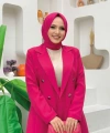 Düğme Detaylı Kısa Ceket Pantolon Takım 8352 Fuşya