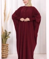 Düğme Detaylı Yarasakol Cilbab 6042 Bordo