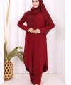 Düğmeli Cepli Tunik ve Pantolon İkili Takım 8682 Bordo