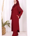Düğmeli Cepli Tunik ve Pantolon İkili Takım 8682 Bordo