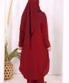Düğmeli Cepli Tunik ve Pantolon İkili Takım 8682 Bordo