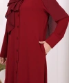 Düğmeli Cepli Tunik ve Pantolon İkili Takım 8682 Bordo