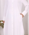 Düğmeli Cepli Tunik ve Pantolon İkili Takım 8682 Ekru