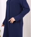 Düğmeli Cepli Tunik ve Pantolon İkili Takım 8682 Lacivert