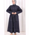 Düğmeli Denim Elbise 7070 Lacivert
