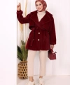 Düğmeli Kaban 70059 Bordo