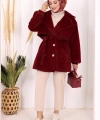 Düğmeli Kaban 70059 Bordo