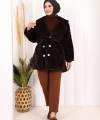 Düğmeli Kaban 70059 Kahverengi