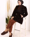Düğmeli Kaban 70059 Kahverengi